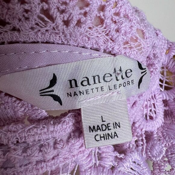 Pink Nanette Lepore Lace Shell Size L EUC - Picture 6 of 6